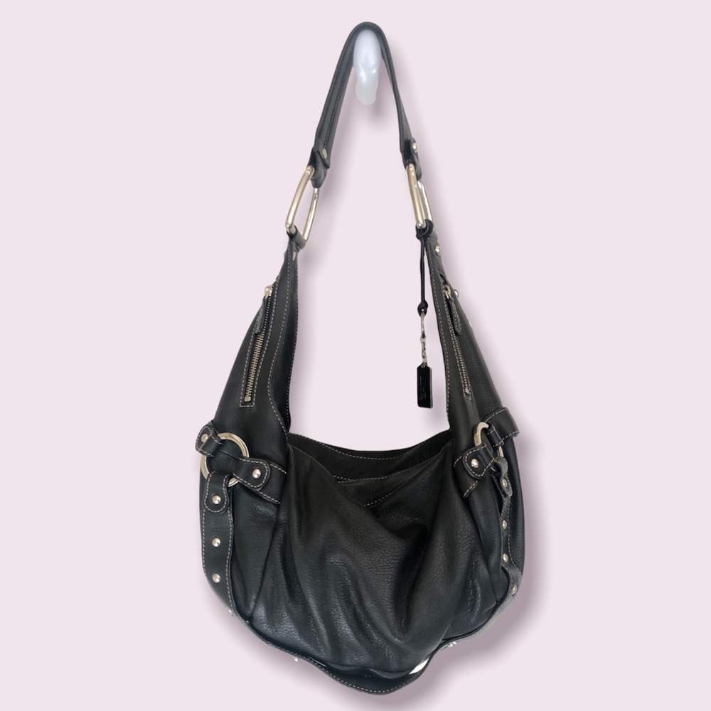 Luce black leather hobo bag